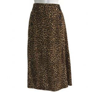 Robert Lewis Leopard Print Pull On A-Line Skirt Size XL NWT